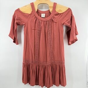 Knox Rose Dress Womens Small Cold Shoulder Boho Hippie Crochet Lace Rayon Flowy